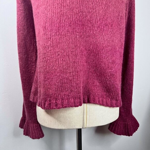 KIABI WOMAN Fuchsia Pink Purple Ruffle Wool Mohair Blend Cardigan Sweater Size L - Picture 10 of 15